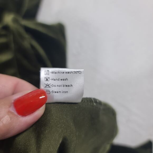 Merokeety Velvet one shoulder green dress Size Medium Goblincore Witchy Cocktail - Picture 7 of 11